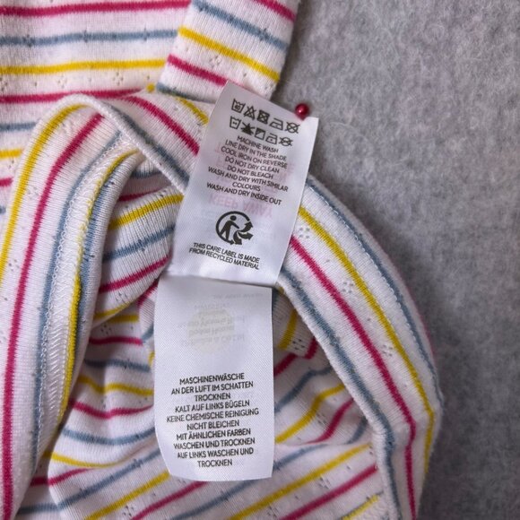 Mini Boden Shirt Girls 11/12 Pink Blue Stripe Pointelle Lace Trim Long Sleeve - Picture 7 of 10